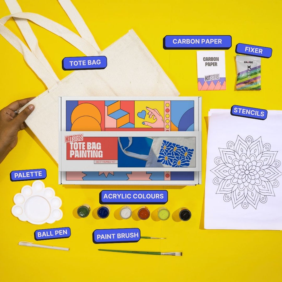 Painting Starter Pack: DIY Mini Painting Kit, DIY Light Bottle Painting Kit &DIY Tote Bag Painting Kit