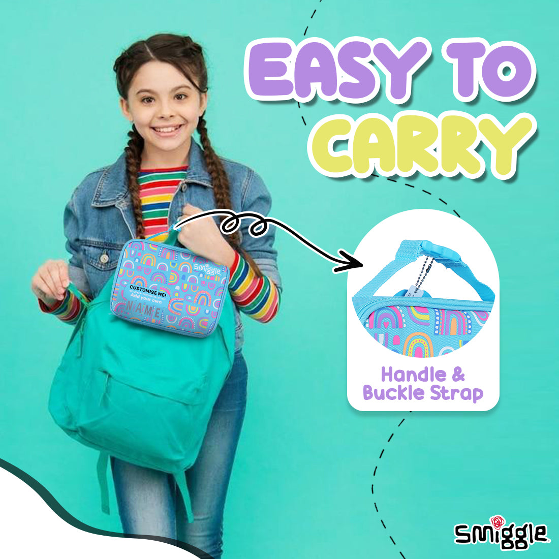 Smiggle Fly High Square Attach Id Lunchbox Blue, 3Y+