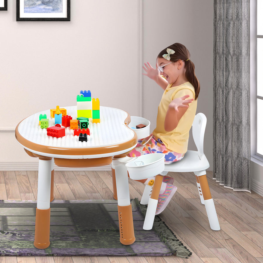 OPlus Blocks cum Sensory Table with chair - Brown color
