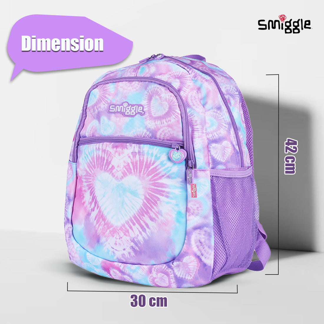 Smiggle I Heart Smiggle Classic Backpack Lilac, 3Y+