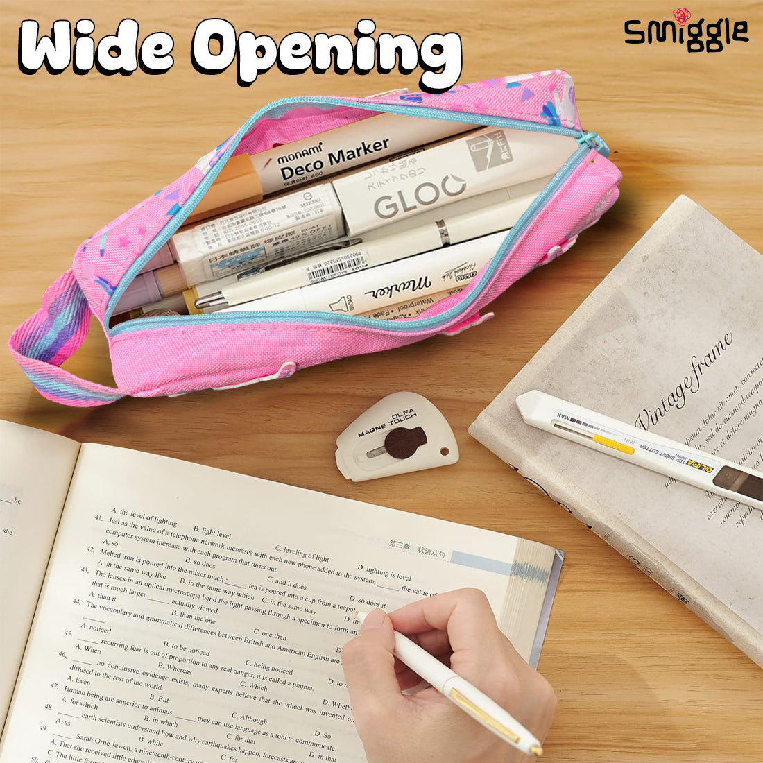 Smiggle Glide Teeny Tiny Character Pencil Case Pink, 3Y+