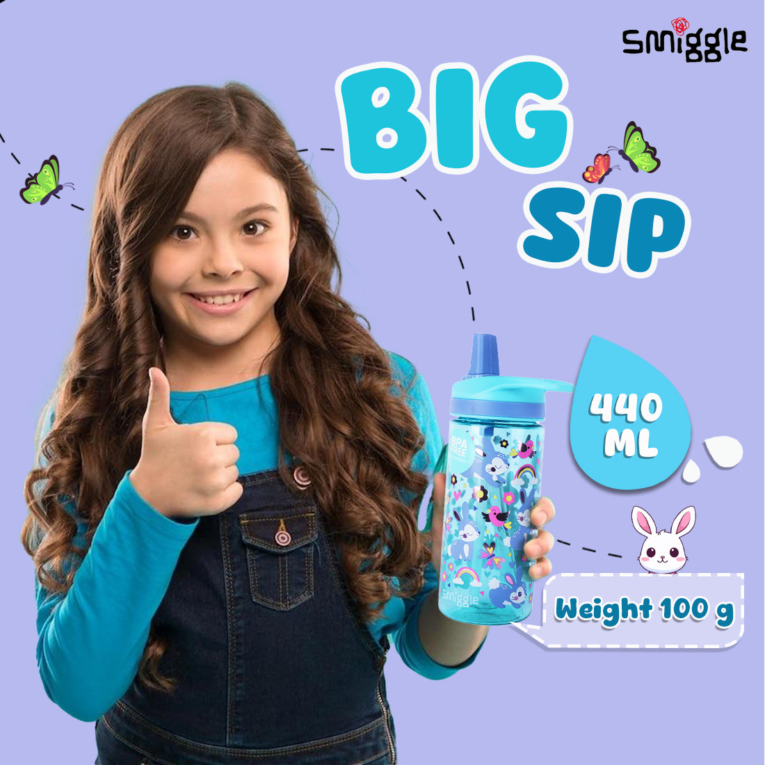 SMIGGLE Animalia Collection Bottles Plastic Mint 4Y+