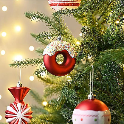 60 pcs Red & White Candy Donuts theme, Christmas Ball Tree ornaments XMAS Decoration Set - Little Surprise Box60 pcs Red & White Candy Donuts theme, Christmas Ball Tree ornaments XMAS Decoration Set