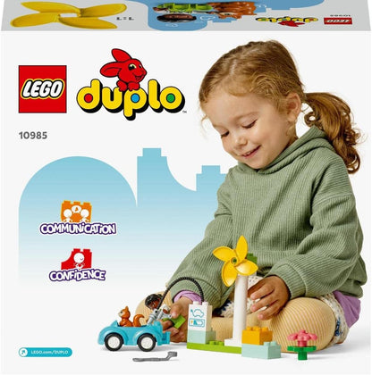 LEGO DUPLO Town Wind Turbine and Electric Car Building Toy Set (16 Pieces) - 2+