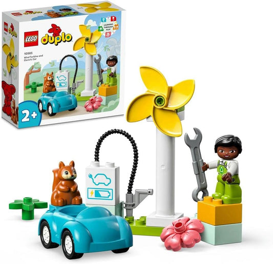 LEGO DUPLO Town Wind Turbine and Electric Car Building Toy Set (16 Pieces) - 2+