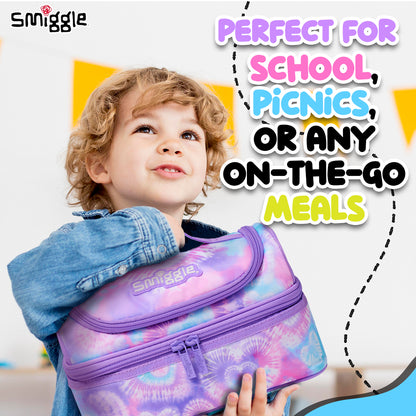 Smiggle I Heart Smiggle Double Decker Lunchbox Lilac, 3Y+