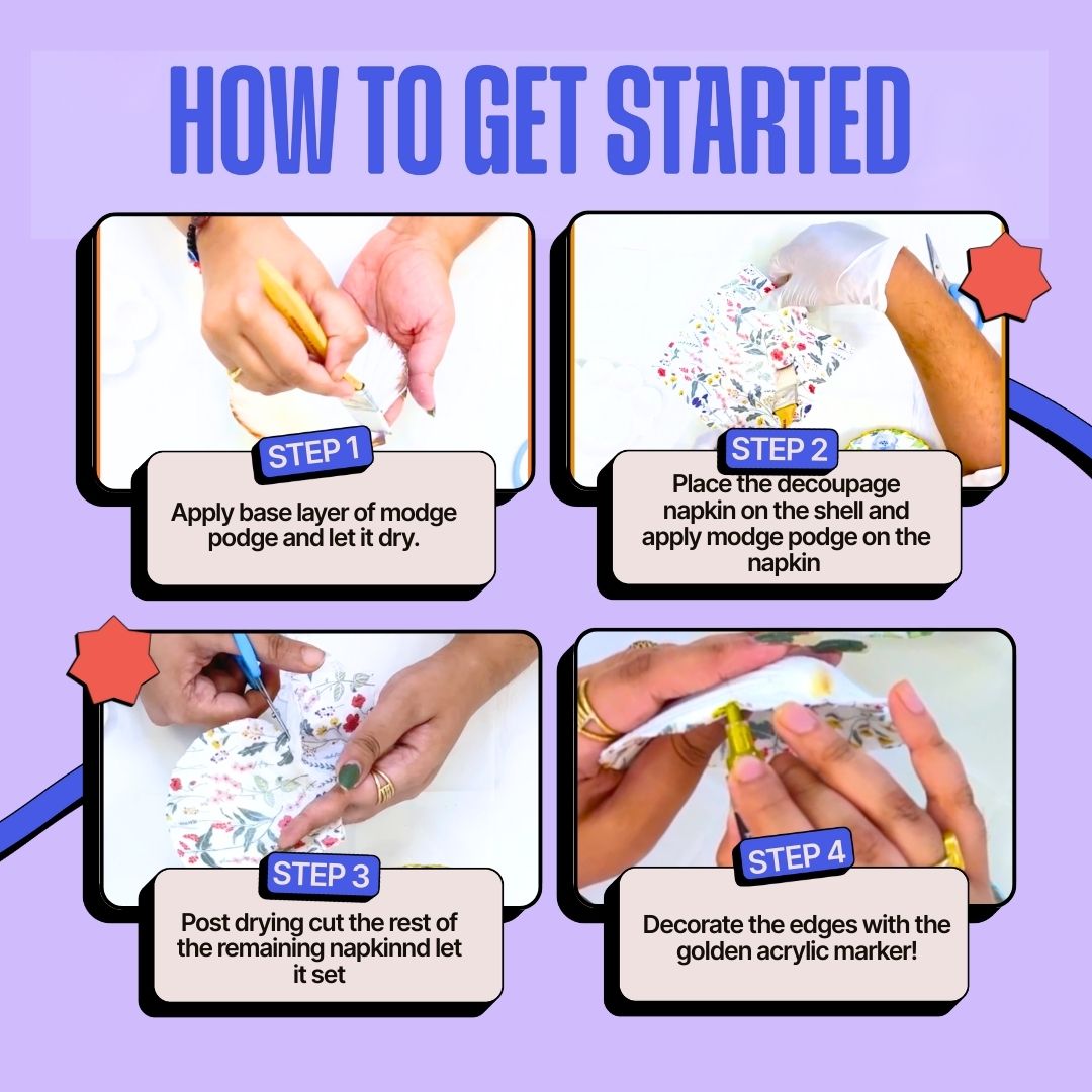 COMBO: DIY Shell Candle Kit & DIY Decoupage Shells Kit