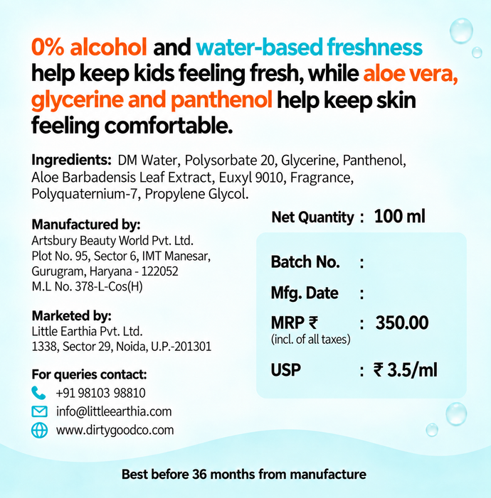 Ocean Body Mist | Water-Based Body Mist for Kids