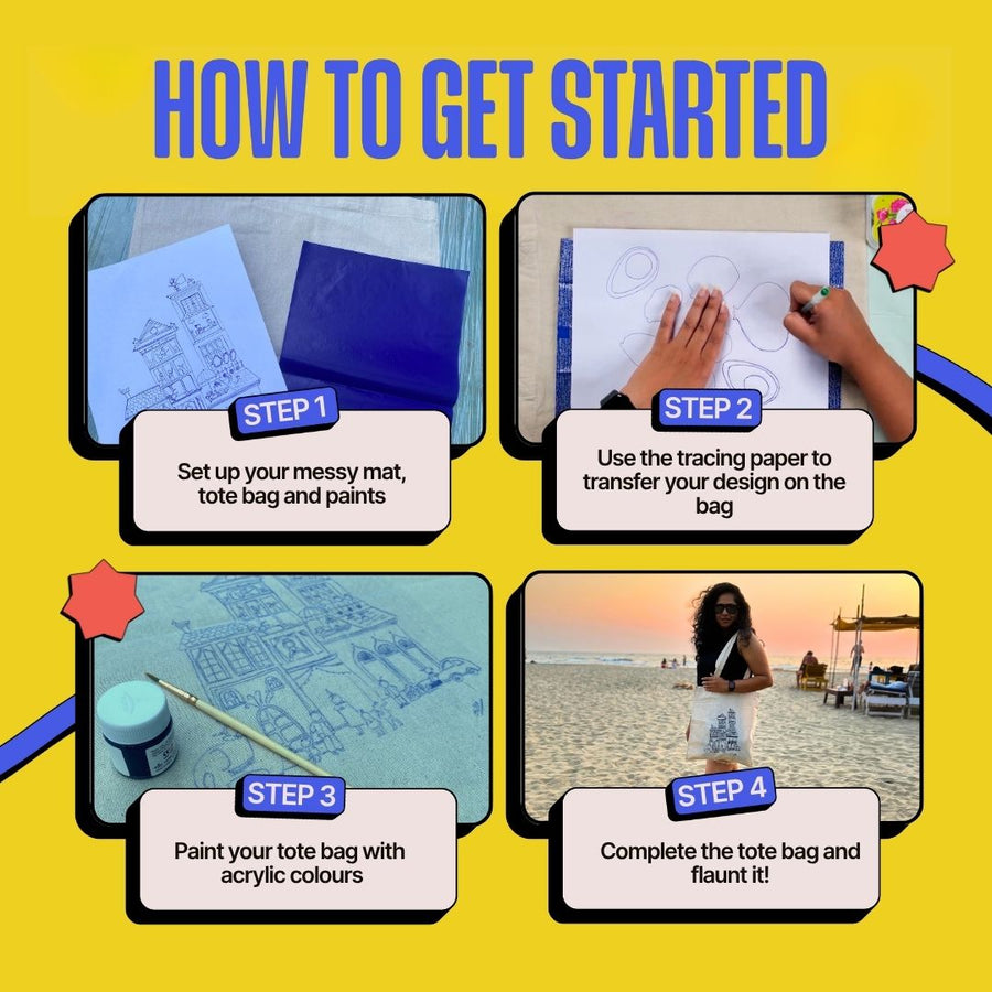 Painting Starter Pack: DIY Mini Painting Kit, DIY Light Bottle Painting Kit &DIY Tote Bag Painting Kit