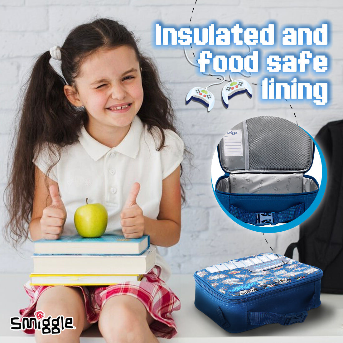 Smiggle NE LBOX SQ ATTACH ID FLY HI FLY HI NAVY | Lunchbag
