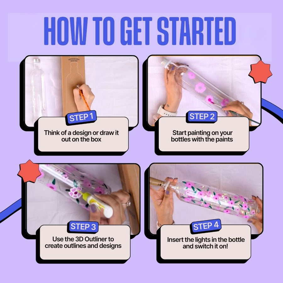 COMBO: DIY Floral Glow Jar Kit & DIY Light Bottle Painting Kit