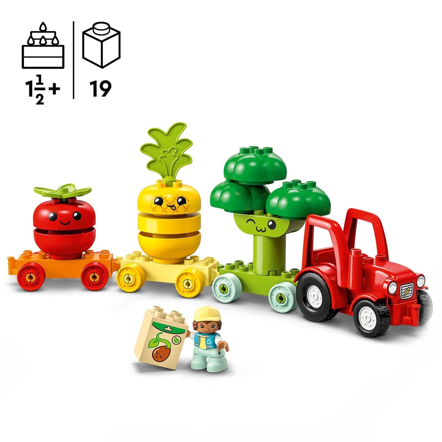 LEGO Duplo My First Fruit and Vegetable Tractor 10982 Building Toy Set (19 Pieces)|Multicolor | 18months+