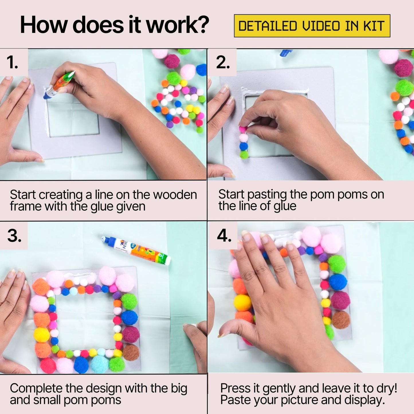 DIY Pom Pom Photo Frame Box (5 people)