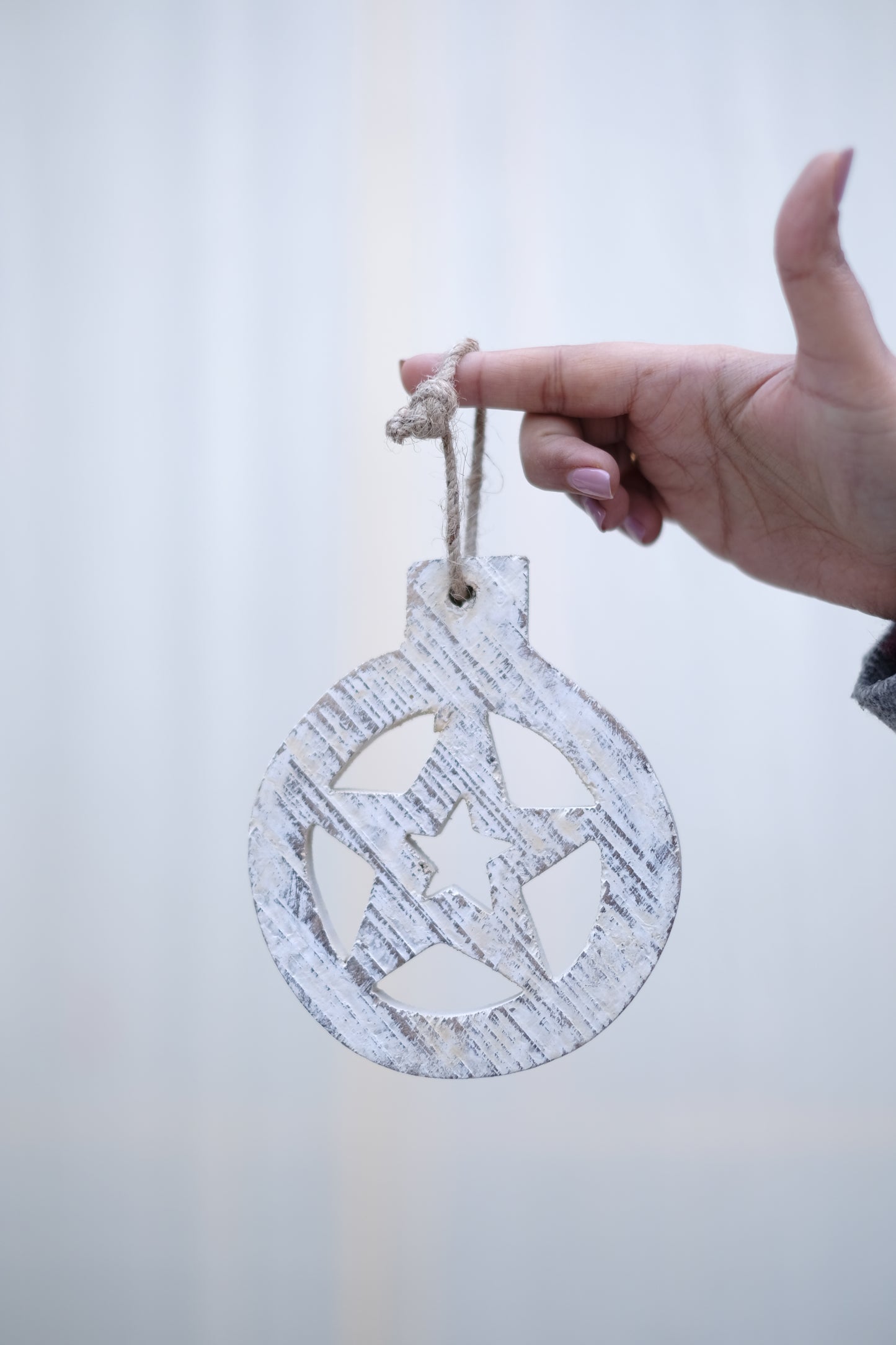 HERMES by SWEN, Pack of 4 Wooden Christmas Tree Ornaments - Star, Tree, Candyman, Santa