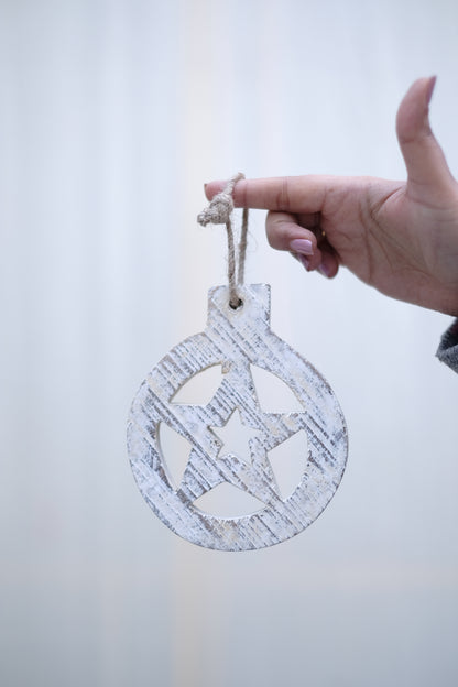 HERMES by SWEN, Pack of 4 Wooden Christmas Tree Ornaments - Star, Tree, Candyman, Santa