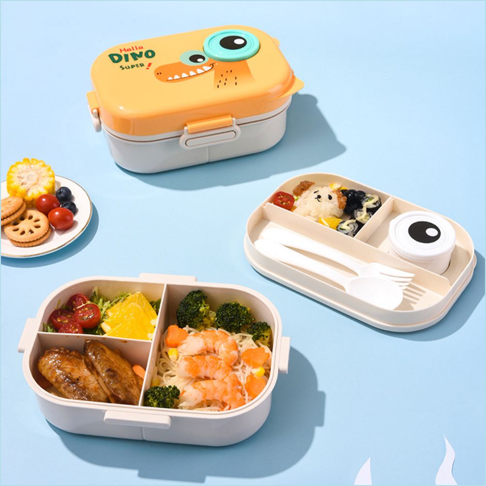 Little Surprise Box, Orange Big Eye Dino 2 decker Lunch Box for Kids