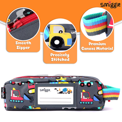 Smiggle Glide Teeny Tiny Character Pencil Case Grey, 3Y+
