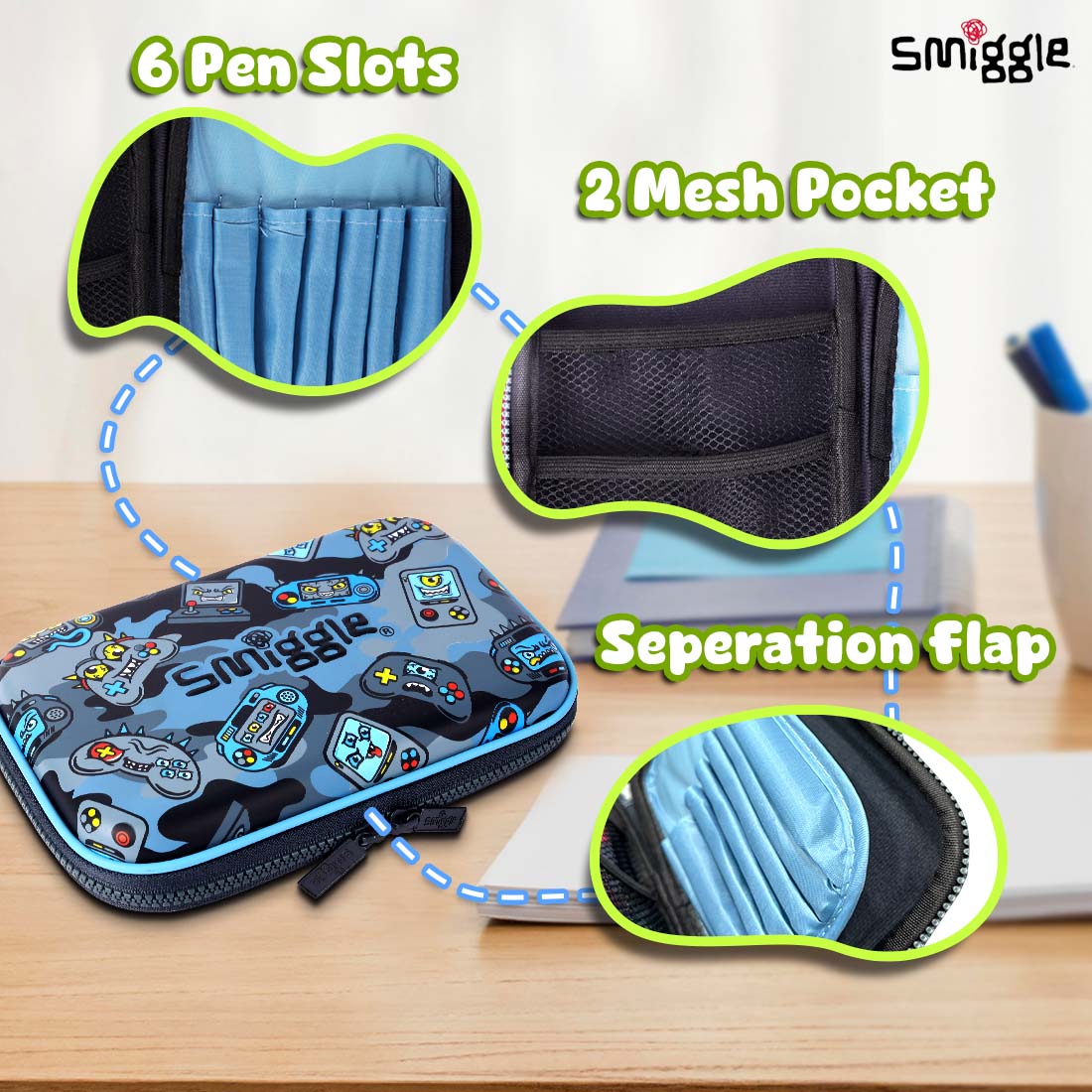 Smiggle Away Hardtop Stationery Kit for Kids Blue 3Y+