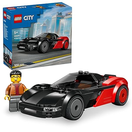 LEGO City EV Supercar Building Kit - Small Sports Car Toy with Driver Minifigure for Kids - 60486