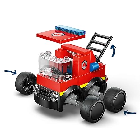 LEGO City Rides – Fire Truck - Mini Car Toy Building Kit with Firefighter Minifigure - 60482