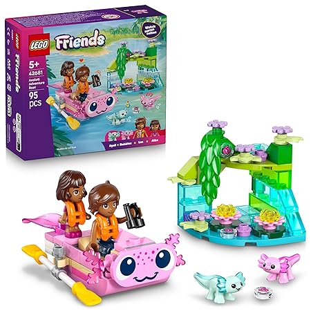 LEGO Friends Axolotl Adventure Boat - 2 Minidolls, 2 Axolotl Toys - Mini Boat - 42681