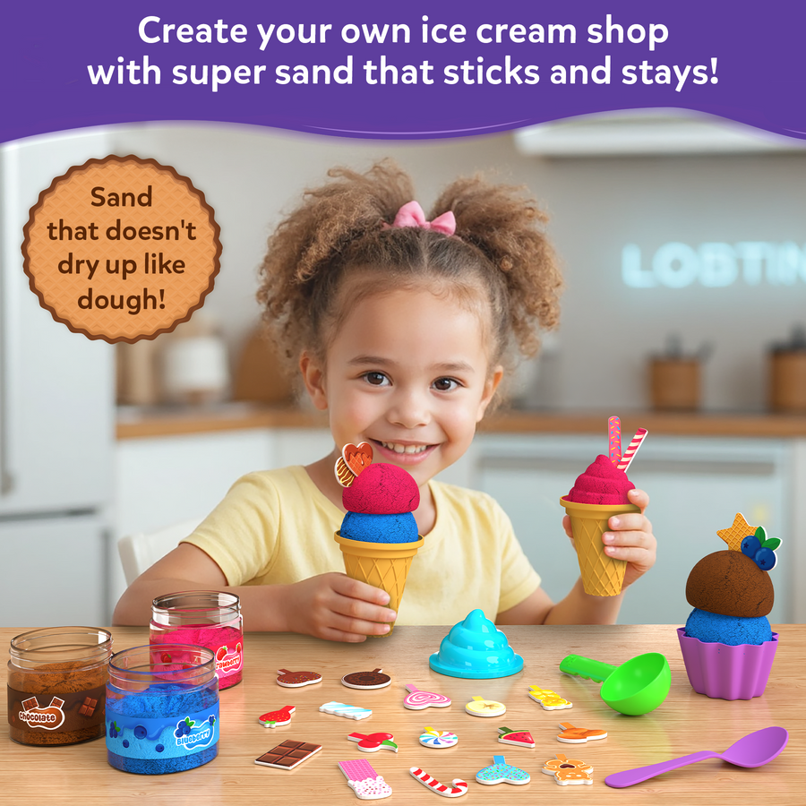 Skillmatics Sandeezy | Ice Cream Parlour | 3 Years + | Sand Kit for Kids