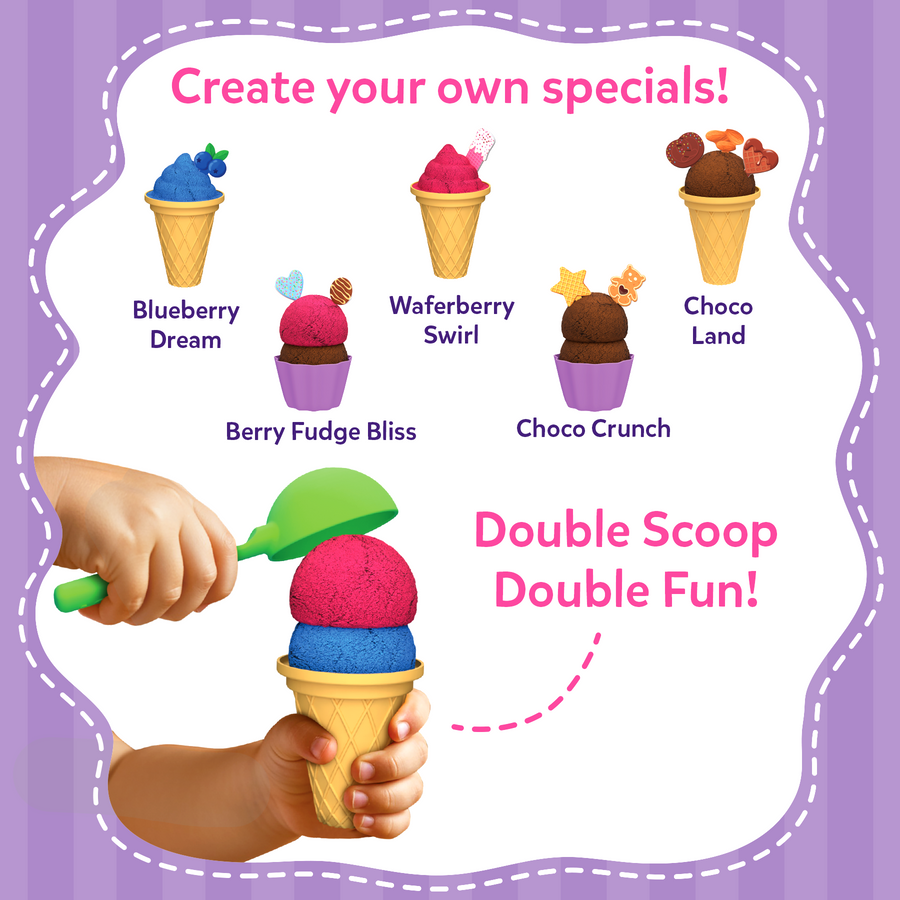 Skillmatics Sandeezy | Ice Cream Parlour | 3 Years + | Sand Kit for Kids