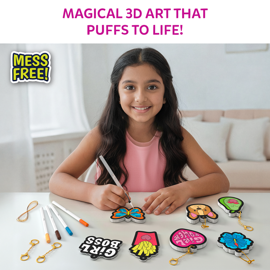Aqua Puffs - Girl Power | 4Years+ Keychain Making Kit