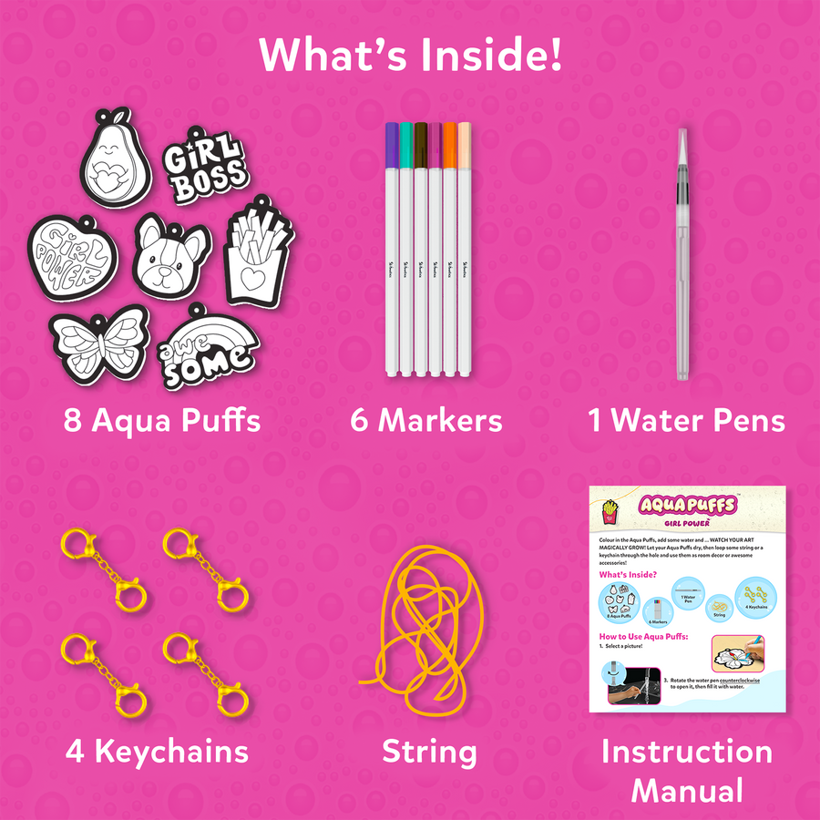 Aqua Puffs - Girl Power | 4Years+ Keychain Making Kit