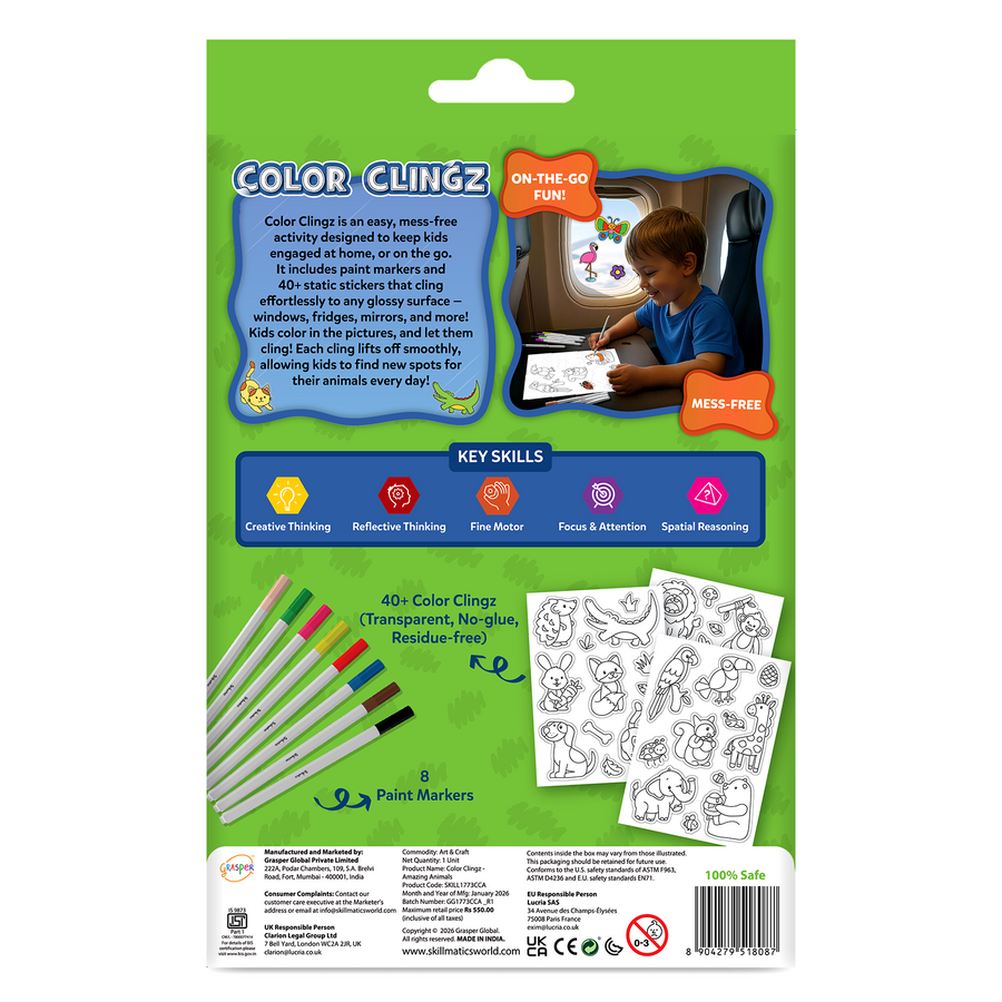 Color Clingz - Amazing Animals | 3Years+ Window Stickers Activity Kit