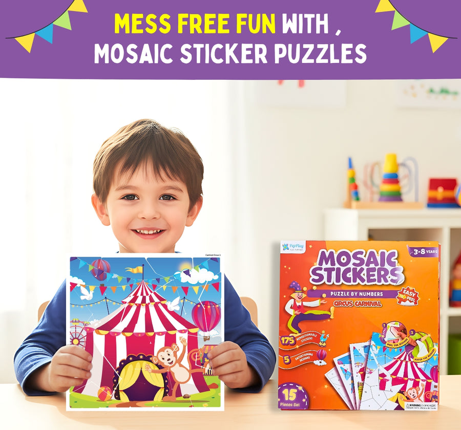 PEPPLAY MOSAIC STICKER BY NUMBER - CIRCUS CARNIVAL