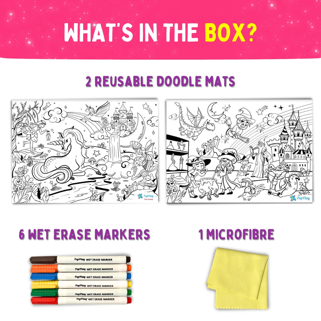 PEPPLAY RECOLOURABLES COLOUR & WIPE PLACEMATS - MAGICAL LAND