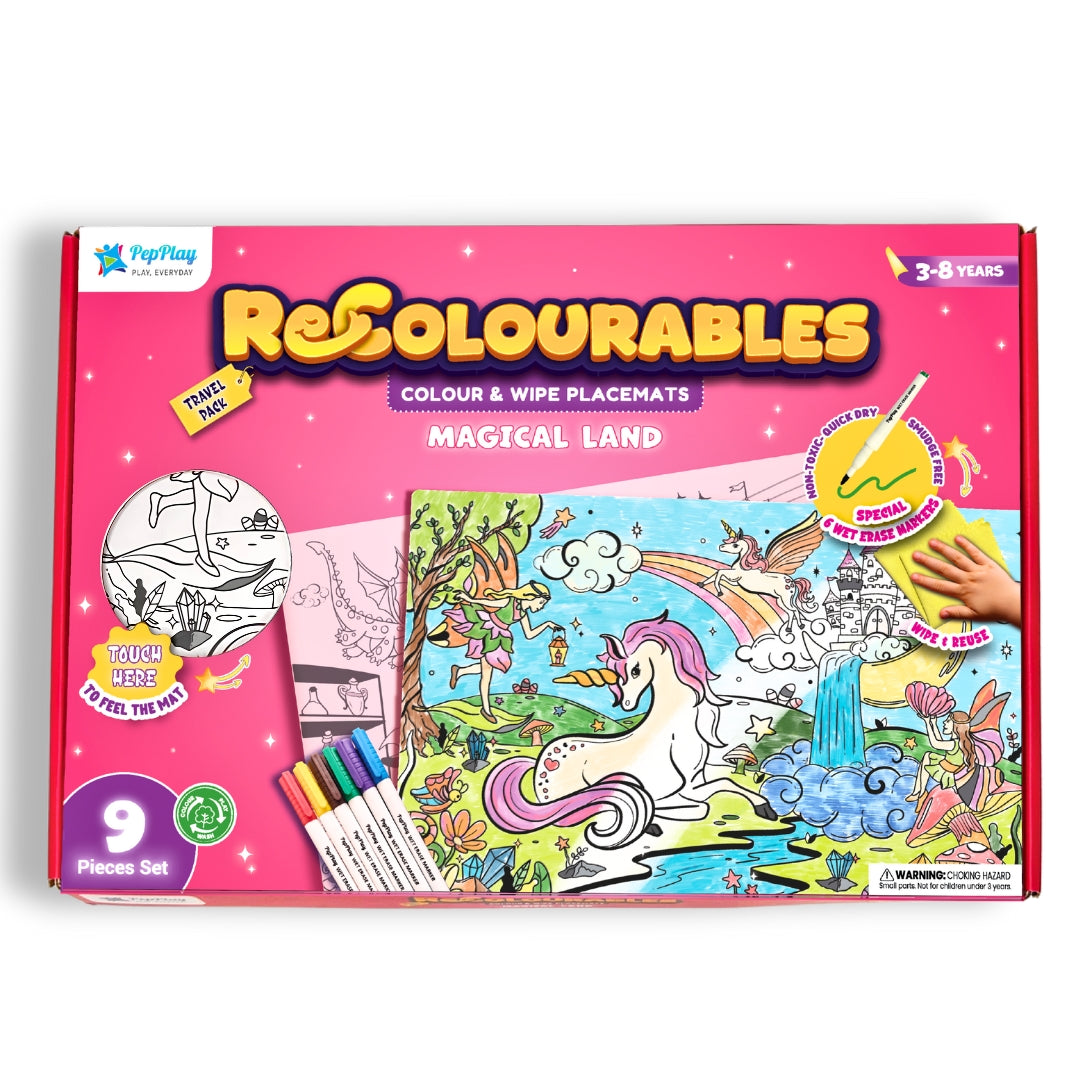 PEPPLAY RECOLOURABLES COLOUR & WIPE PLACEMATS - MAGICAL LAND
