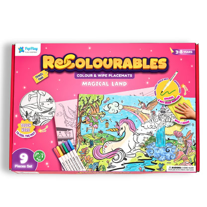PEPPLAY RECOLOURABLES COLOUR & WIPE PLACEMATS - MAGICAL LAND