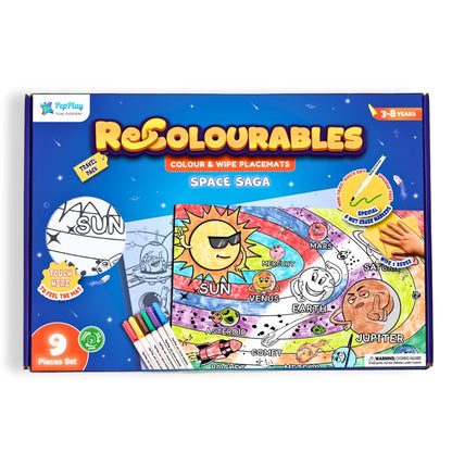 PEPPLAY RECOLOURABLES COLOUR & WIPE PLACEMATS - SPACE SAGA