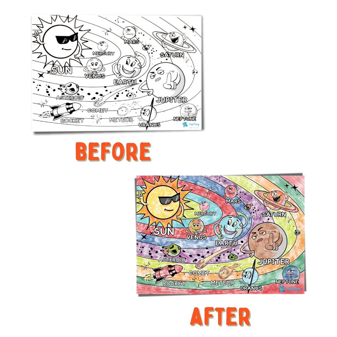 PEPPLAY RECOLOURABLES COLOUR & WIPE PLACEMATS - SPACE SAGA