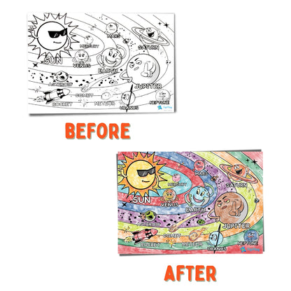 PEPPLAY RECOLOURABLES COLOUR & WIPE PLACEMATS - SPACE SAGA