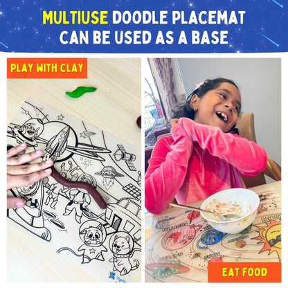 PEPPLAY RECOLOURABLES COLOUR & WIPE PLACEMATS - SPACE SAGA