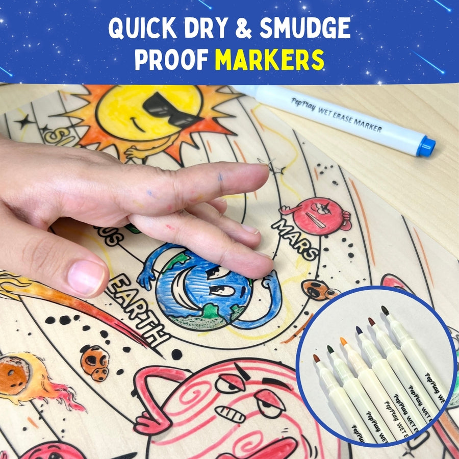 PEPPLAY RECOLOURABLES COLOUR & WIPE PLACEMATS - SPACE SAGA