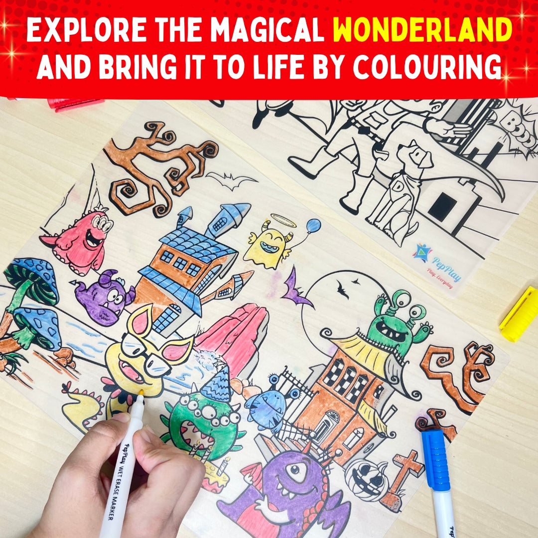 PEPPLAY RECOLOURABLES COLOUR & WIPE PLACEMATS - SUPER POWER