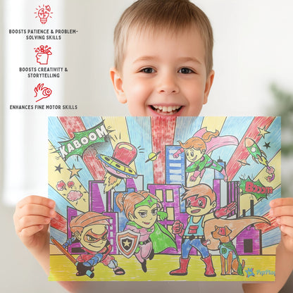 PEPPLAY RECOLOURABLES COLOUR & WIPE PLACEMATS - SUPER POWER