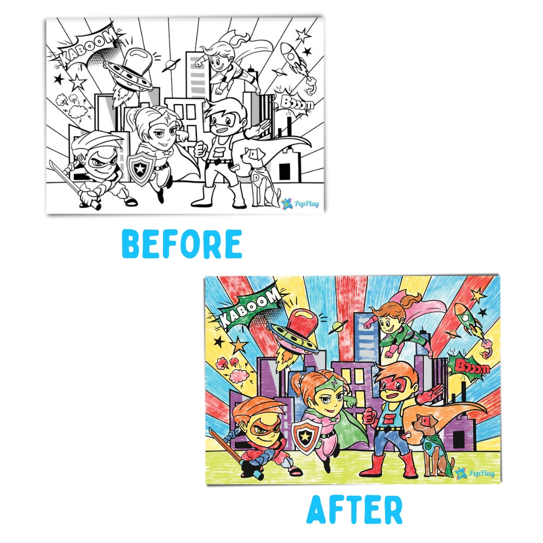 PEPPLAY RECOLOURABLES COLOUR & WIPE PLACEMATS - SUPER POWER