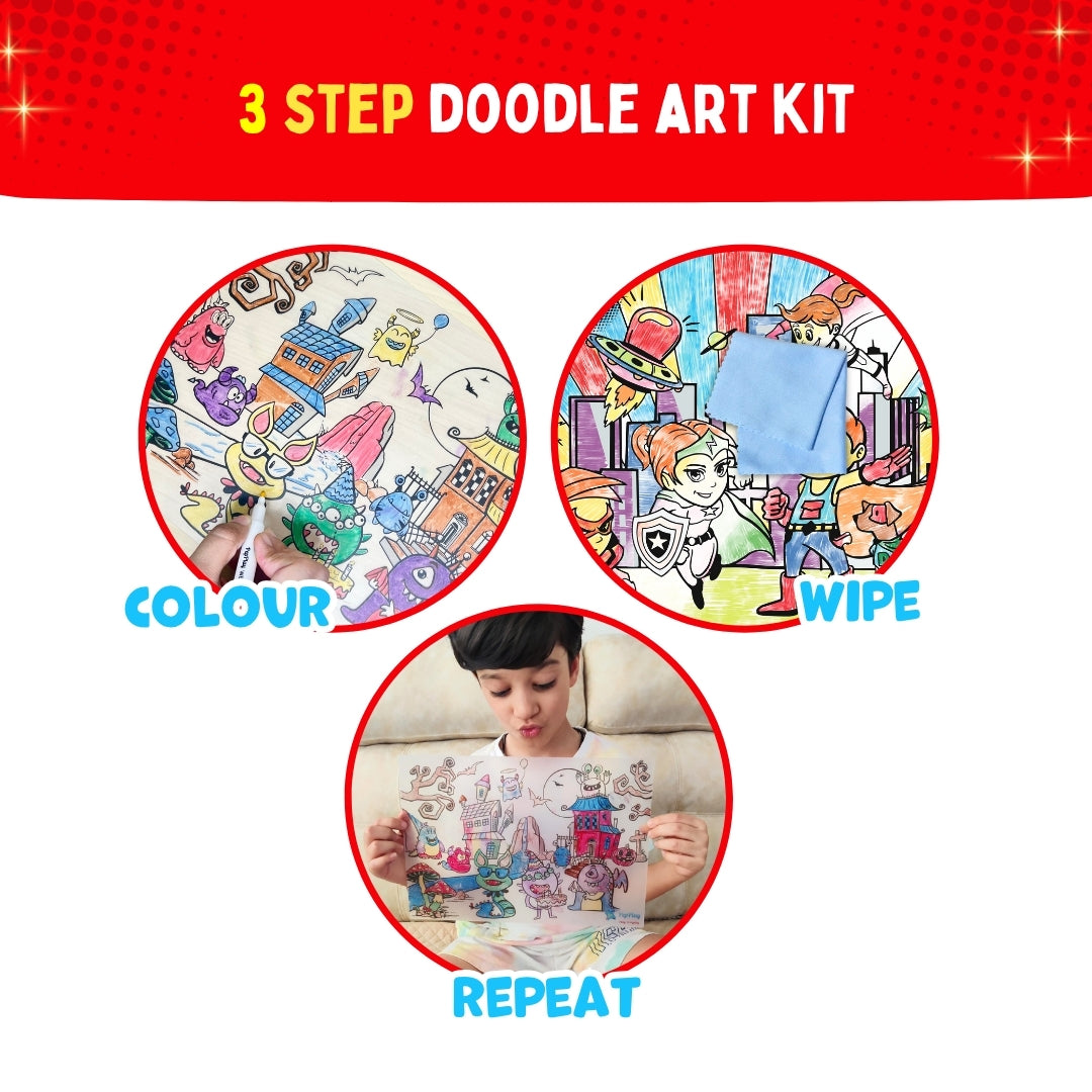 PEPPLAY RECOLOURABLES COLOUR & WIPE PLACEMATS - SUPER POWER