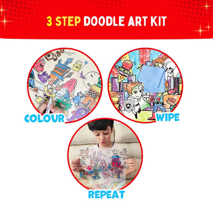 PEPPLAY RECOLOURABLES COLOUR & WIPE PLACEMATS - SUPER POWER