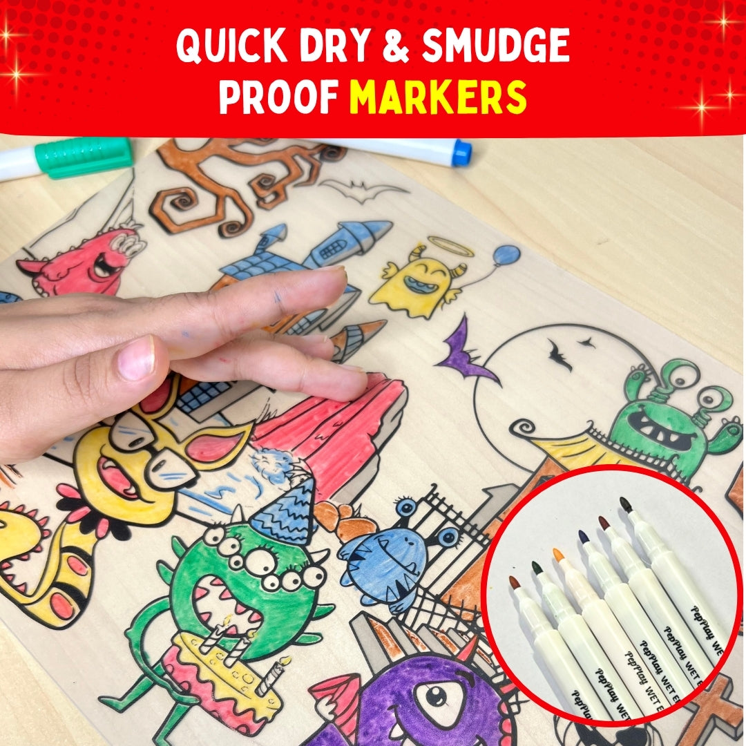 PEPPLAY RECOLOURABLES COLOUR & WIPE PLACEMATS - SUPER POWER