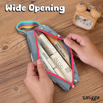 Smiggle Glide Teeny Tiny Character Pencil Case Grey, 3Y+