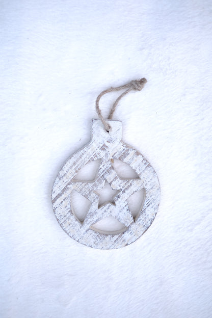 HERMES by SWEN, Pack of 4 Wooden Christmas Tree Ornaments - Star, Tree, Candyman, Santa