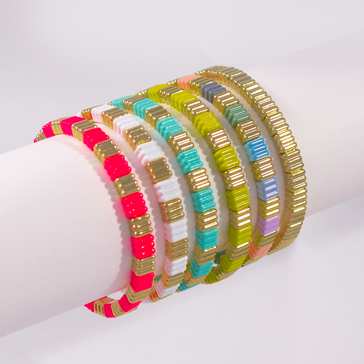 Groovy Enamel Bracelet | White & Gold | Thin