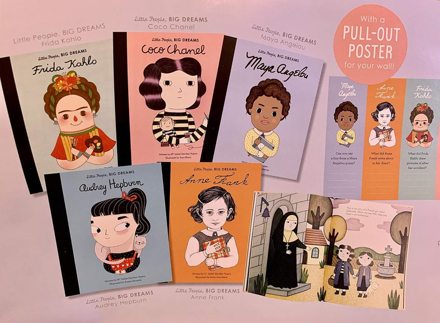 Little People, Big Dreams Inspiring Artist and Writers Gift Set ( Maya Angelou, Anne Frank, Audrey Hepburn, Frida Kahlo, Coco Chanel)