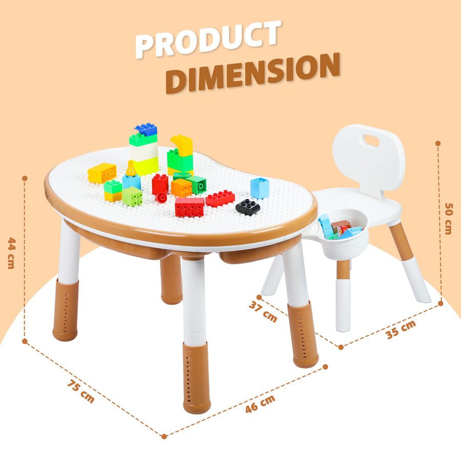 OPlus Blocks cum Sensory Table with chair - Brown color